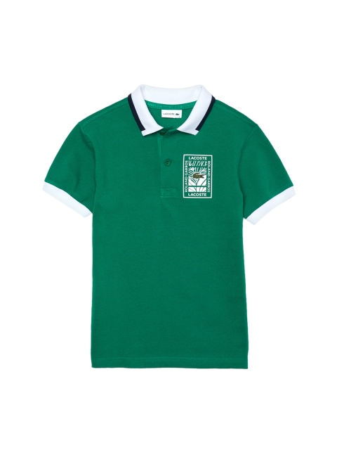

Lacoste Boys Green Roland Garros Plant Printed Polo Collar T-shirt