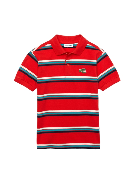 

Lacoste Boys Red Striped Polo Collar T-shirt