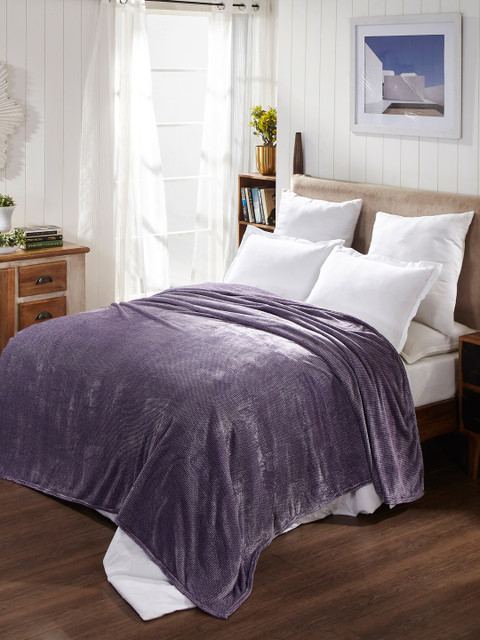 

Portico New York Purple Solid AC Room 300 GSM Double Bed Blanket