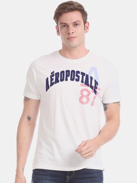 

Aeropostale Men White Printed Round Neck T-shirt