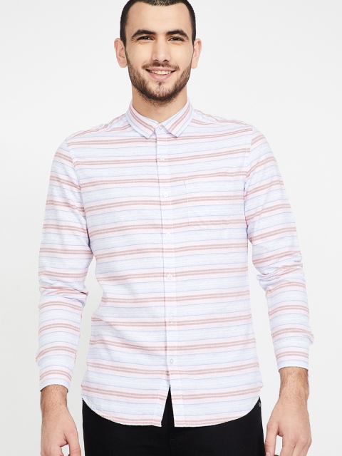 

Fame Forever by Lifestyle Men Pink & White Slim Fit Striped Casual Shirt