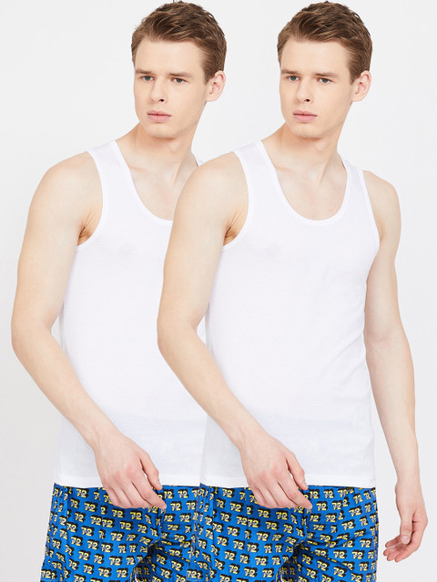 

Fame Forever by Lifestyle Men Pack of 2 White Solid Innerwear Vests 8907362565418