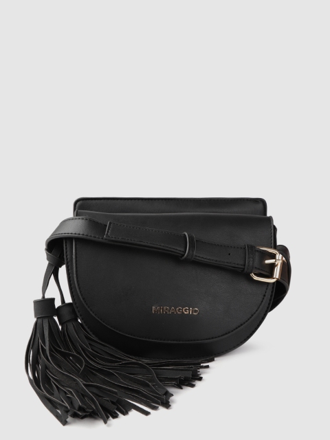 

MIRAGGIO Black Solid Tasselled Sling Bag