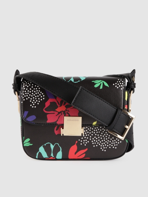 

MIRAGGIO Black Floral Printed Sling Bag