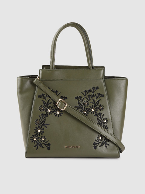 

MIRAGGIO Olive Green Embroidered Satchel