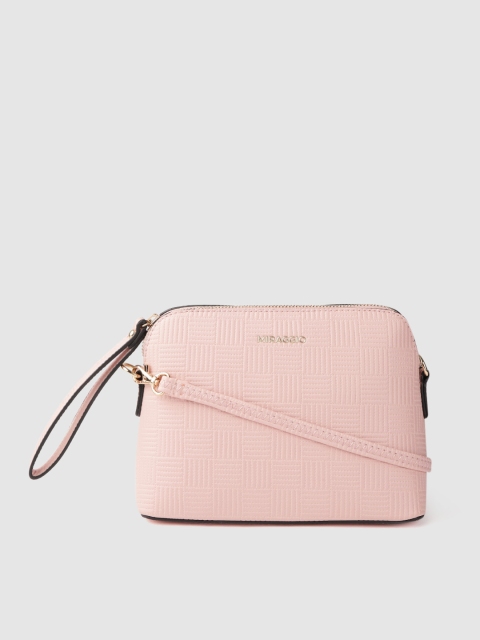 

MIRAGGIO Pink Textured Sling Bag with Wrist Loop