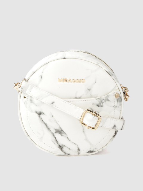 

MIRAGGIO Women White & Grey Printed Sling Bag