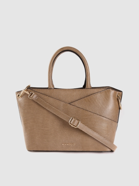 

MIRAGGIO Brown SnakeskinTextured Handheld Bag