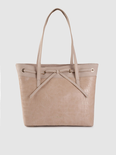

MIRAGGIO Beige Croc-Textured Shoulder Bag with Bow Detail