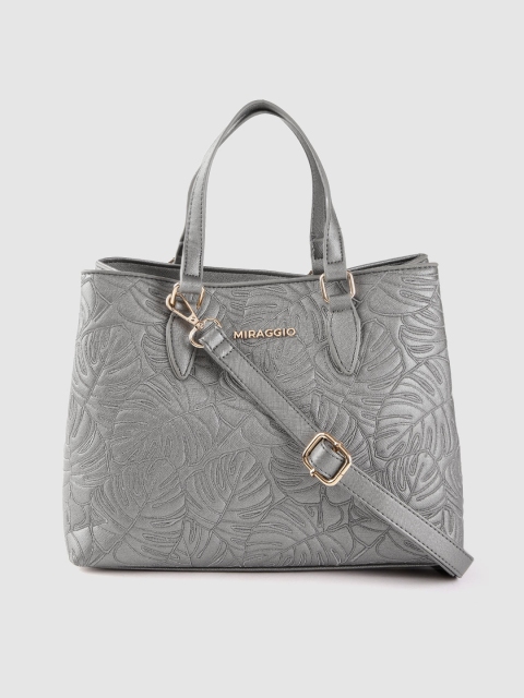 

MIRAGGIO Women Silver-Toned Textured Handheld Bag