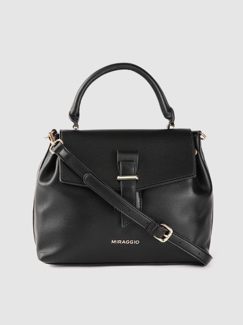 

MIRAGGIO Black Solid Satchel with Detachable Sling Strap