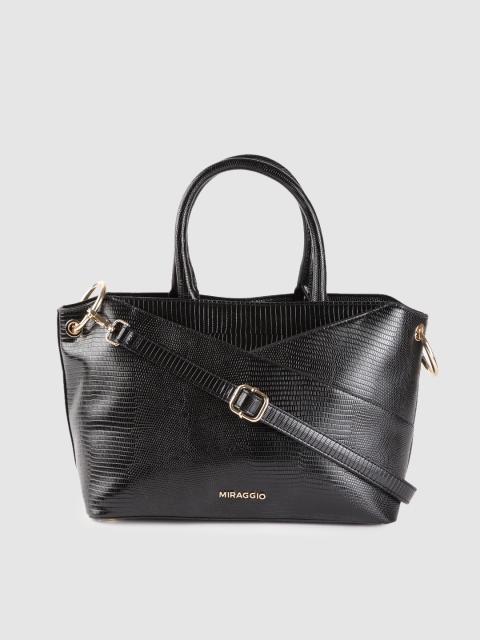 

MIRAGGIO Black Snakeskin Textured Handheld Bag