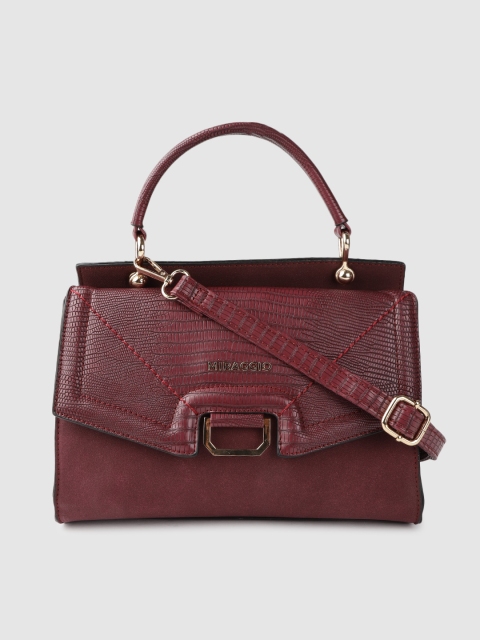 

MIRAGGIO Burgundy Snakeskin Textured Satchel