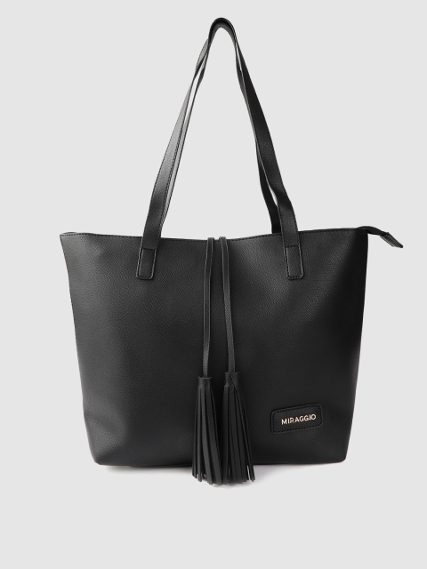 

MIRAGGIO Black Solid Tasselled Shoulder Bag