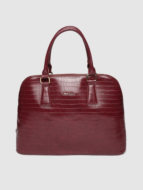 

MIRAGGIO Maroon Croc-Textured Handheld Bag