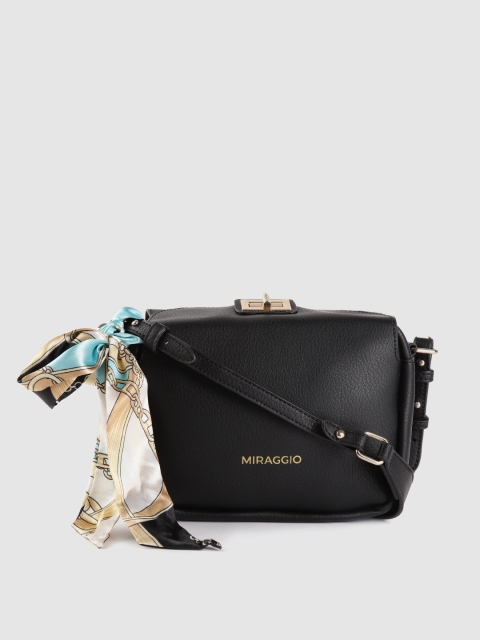 

MIRAGGIO Black Solid Sling Bag with Scarf