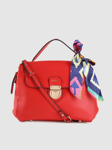 

MIRAGGIO Red Solid Satchel Bag with Scarf