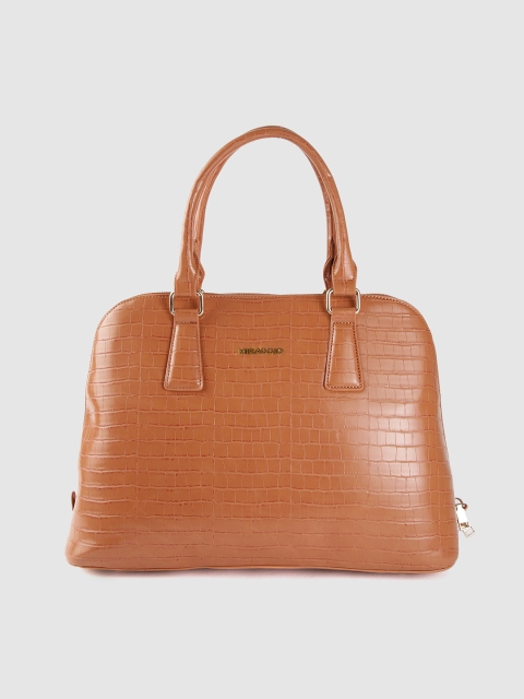 

MIRAGGIO Tan Brown Croc Textured Handheld Bag