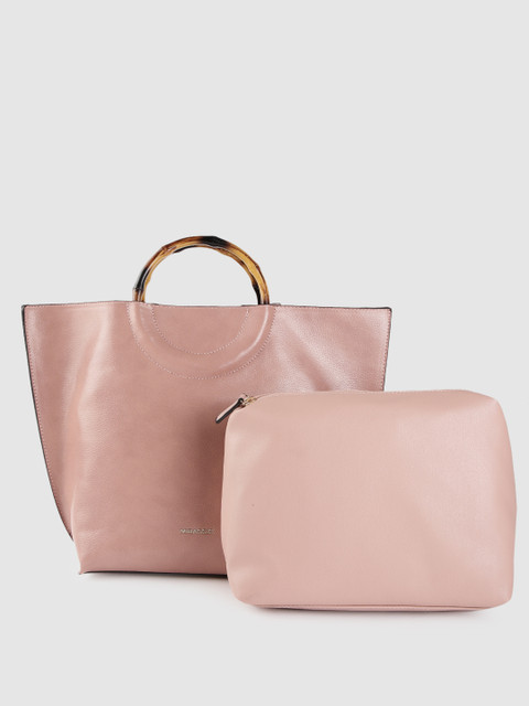 

MIRAGGIO Women Peach-Coloured Solid Tote Bag with Pouch