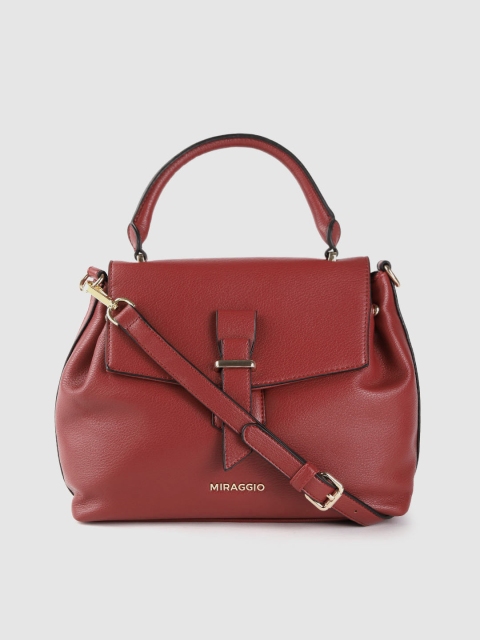 

MIRAGGIO Maroon Solid Satchel Bag with Detachable Sling Strap