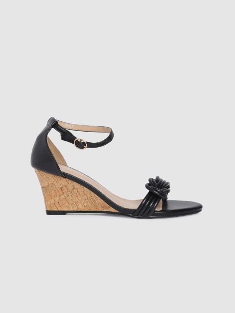

Mast & Harbour Women Black Solid Open Toe Wedges