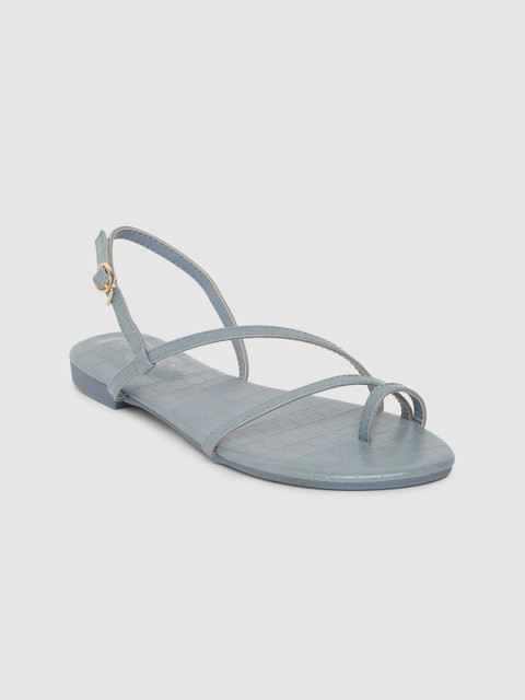 

DressBerry Women Blue Textured Open Toe Flats
