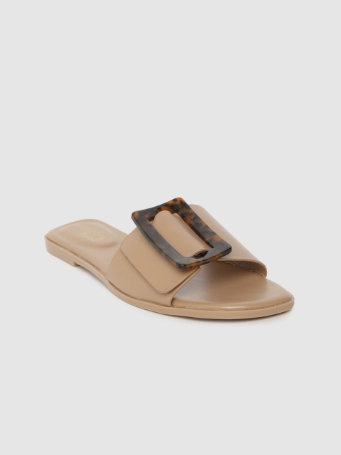 

DressBerry Women Beige Solid Open Toe Flats