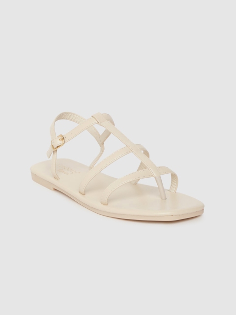 

DressBerry Women Off-White Solid Gladiators