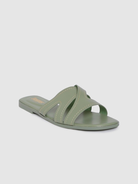

Roadster Women Olive Green Solid Open Toe Flats