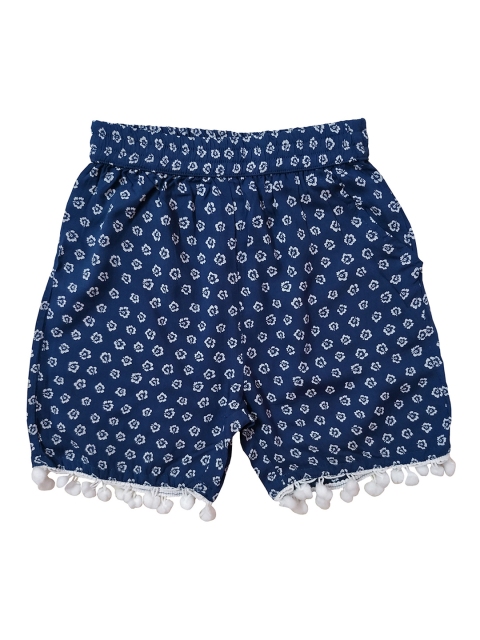 

KiddoPanti Girls Blue Printed Regular Fit Regular Shorts