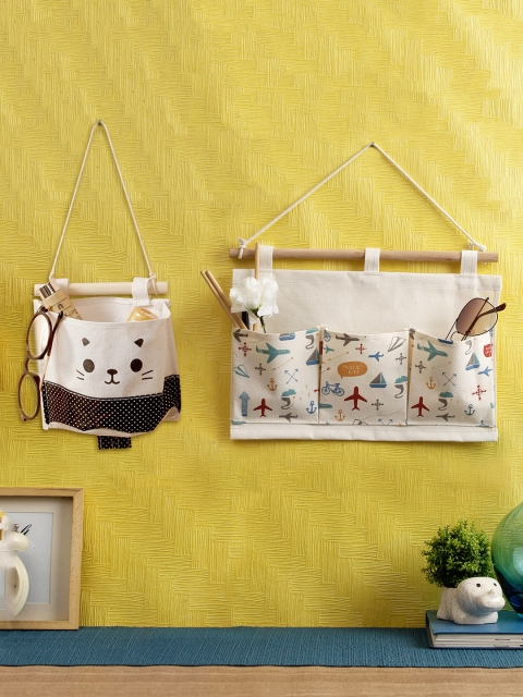 

Cortina Set of 2 Off-White & Brown Printed Organisers