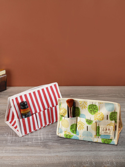 

Cortina Set Of 2 Red & Off-White Printed Multi-Utility Organisers