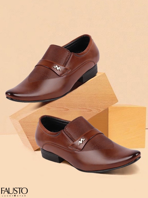 

FAUSTO Men Brown Solid Teek Formal Slip-On Shoes