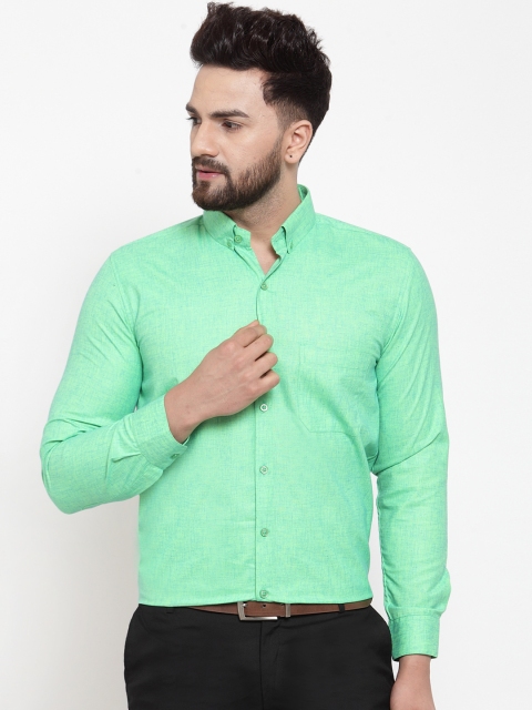 

JAINISH Men Green Classic Slim Fit Solid Formal Shirt
