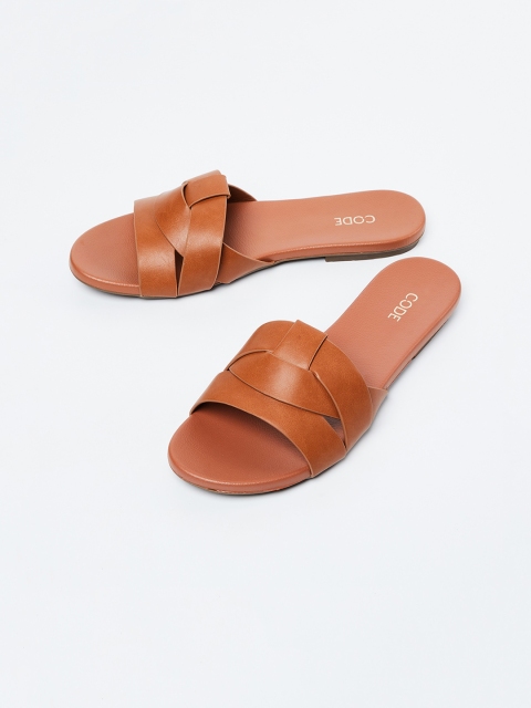 

CODE by Lifestyle Women Tan Brown Solid Open Toe Flats