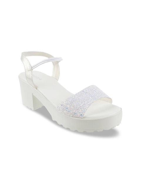 

Mochi Women White Embellished Platform Heels