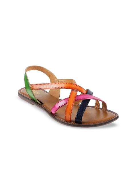 

Mochi Women Orange Colourblocked Open Toe Flats