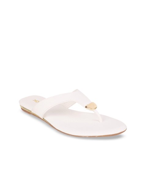 

Mochi Women White Solid Open Toe Flats