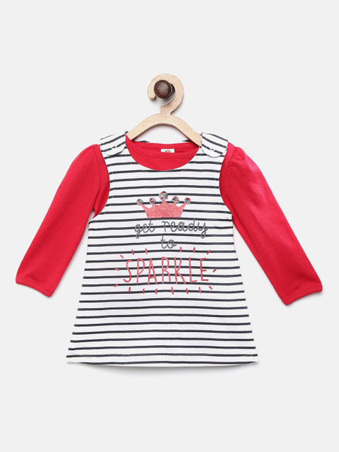 

TOFFY HOUSE Girls White & Black Striped Clothing Set