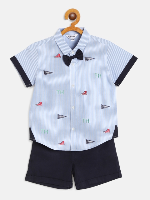 

TOFFY HOUSE Boys Blue & White Printed Shirt with Shorts
