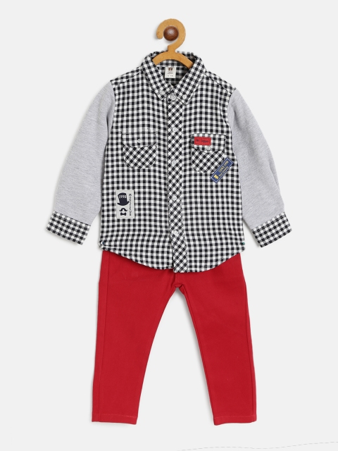 

TOFFY HOUSE Boys Black & Red Checked Shirt with Trousers