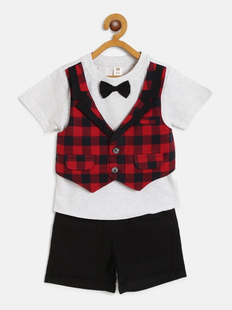 

TOFFY HOUSE Boys Red & Black Checked T-shirt with Shorts