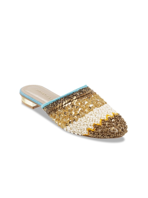 

Metro Women Blue & Gold-Toned Solid Mules