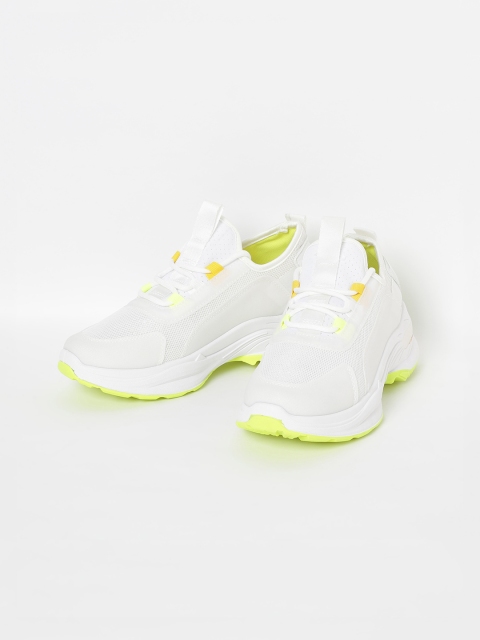 

Ginger by Lifestyle Women White & Fluorescent Green Sneakers