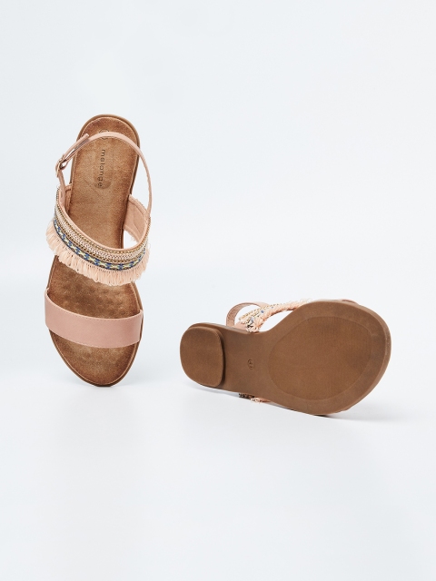 

Melange by Lifestyle Women Pink Woven Design Open Toe Flats