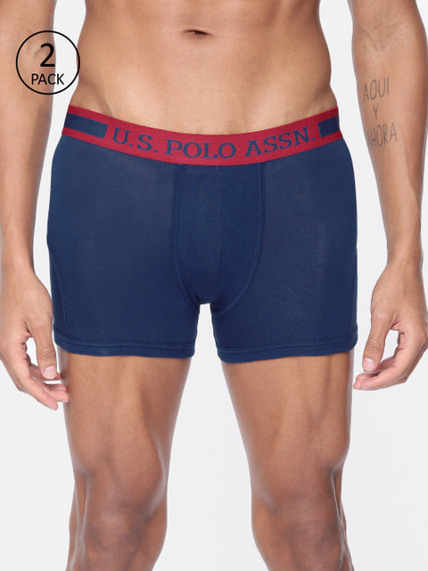 

U.S. Polo Assn. Men Pack Of 2 Navy Blue Solid Trunks