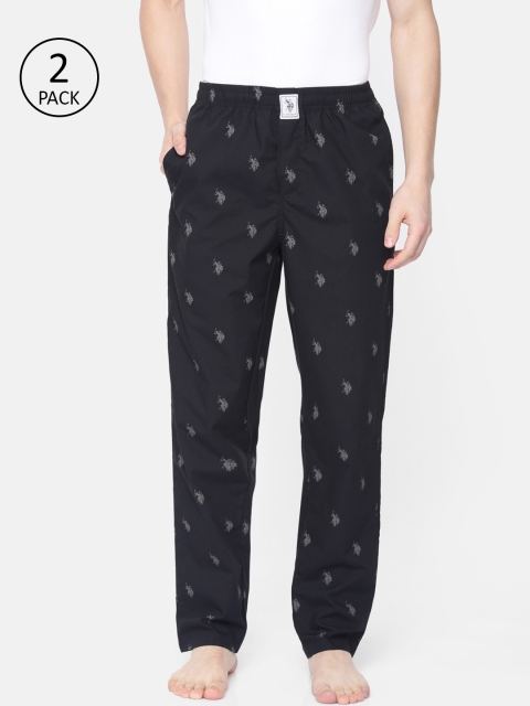 

U.S. Polo Assn. Men Black Pack of 2 Printed Lounge Pants