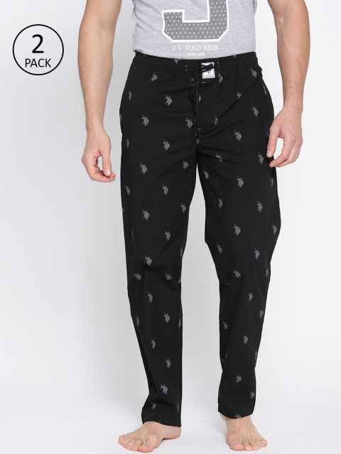 

U.S. Polo Assn. Men Pack of 2 Black & Charcoal Grey Printed Lounge Pants