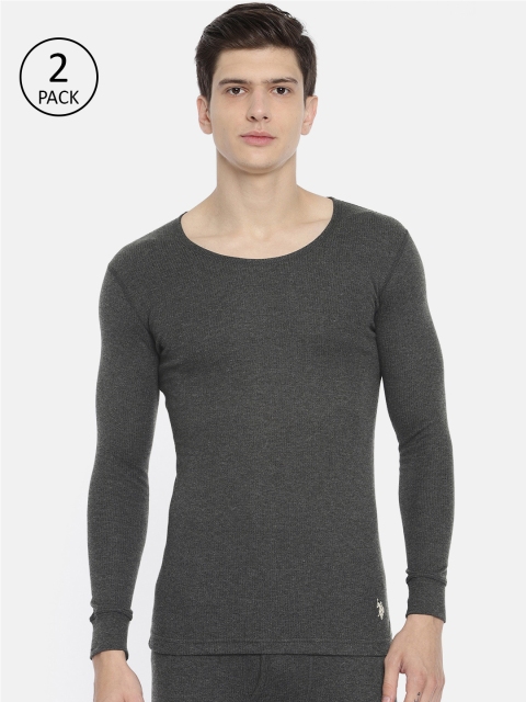 

U.S. Polo Assn. Men Charcoal Grey Solid Thermal T-Shirt