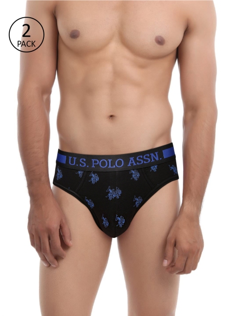 

U.S. Polo Assn. Men Pack of 2 Black Printed Fashion Briefs